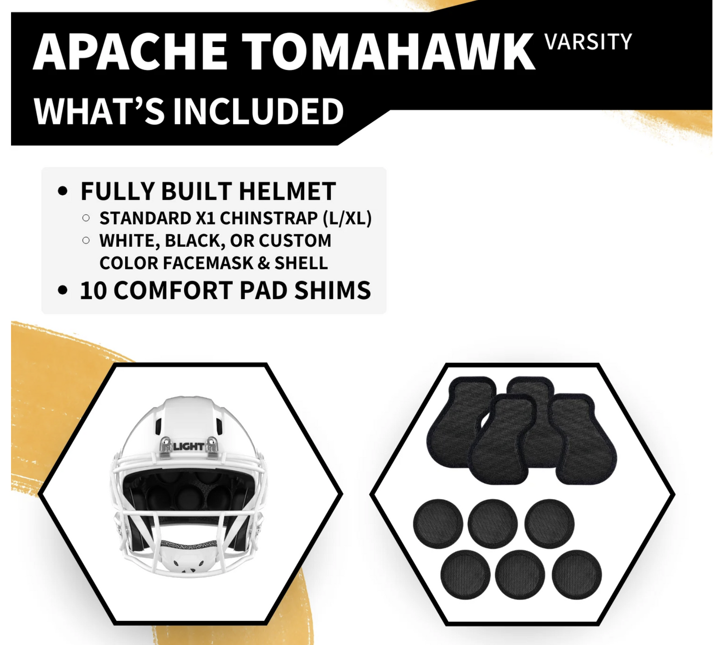 LIGHT Tomahawk Varsity Football Helmet